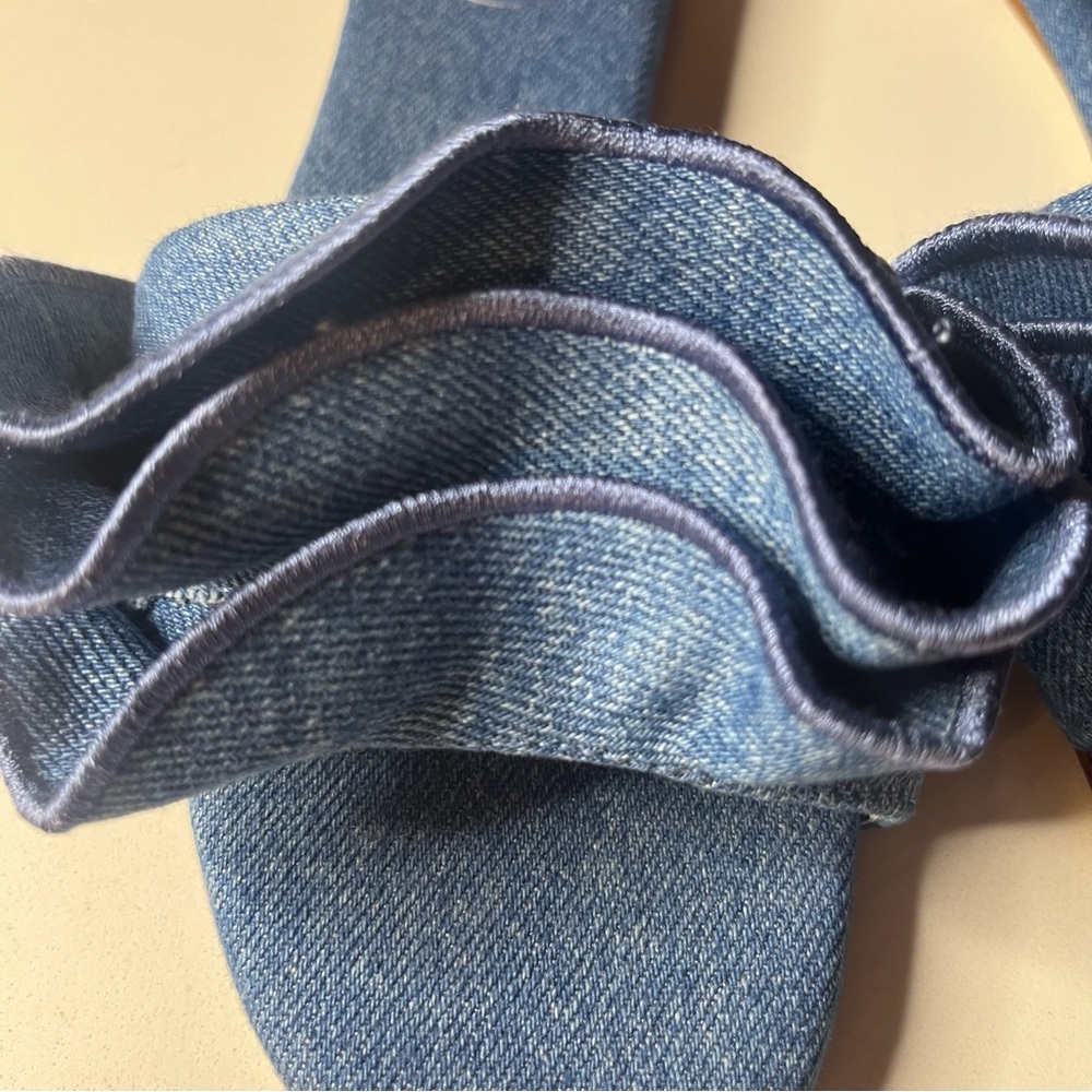 LARROUDÉ Ivy Ruffle Flat Mule In blue - Picture 5 of 9